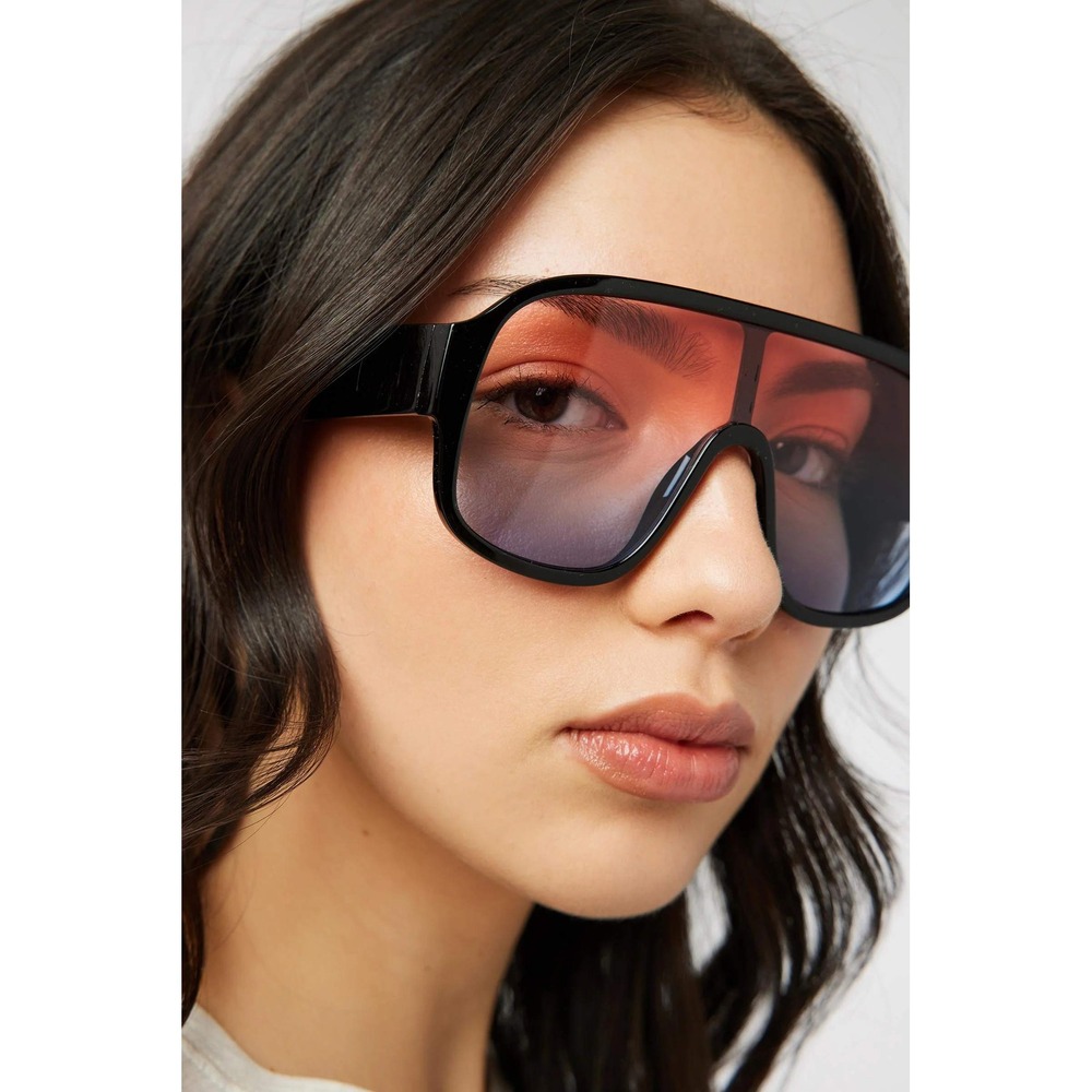 Oversized Shield Sunglasses Fashion Visor Sunglasses Pink Blue Gradient Trendy